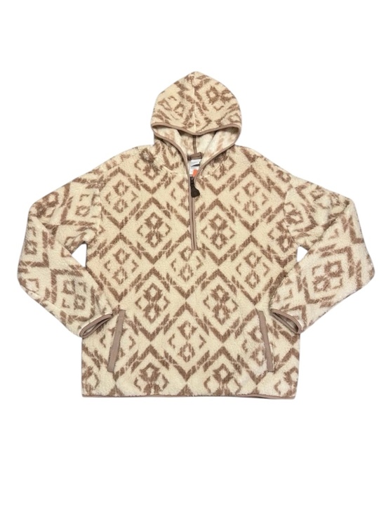 Cinch Tops - CINCH 1/2 Zip Cream Tan Sherpa Pullover Hoodie Southwest Aztec Soft Fluffy L NWT